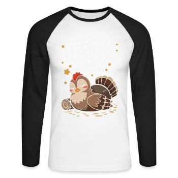 Auerhahn - Unisex Baseballshirt langarm - Weiß/Schwarz - Vorne - Nik (191cm)
