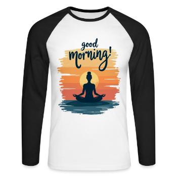 Good Morning Yoga Meditation Design Morning Rituals - Unisex Long Sleeve Baseball T-Shirt - white/black - Front - Nik (191cm)