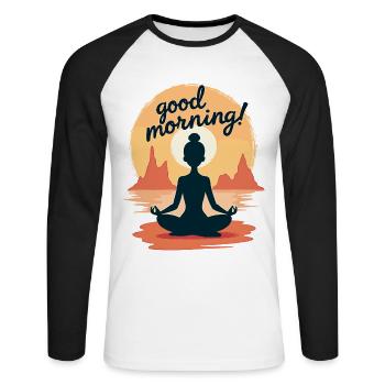 Good Morning Yoga Meditation Design Morning Rituals - Unisex Long Sleeve Baseball T-Shirt - white/black - Front - Nik (191cm)