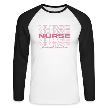 General Practice Nurse Medical Nurses Stylish - Unisex Long Sleeve Baseball T-Shirt - white/black - Front - Nik (191cm)