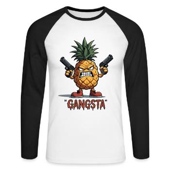 Pineapple Fruity Gangsta The hardest pineapple in the world - Unisex Long Sleeve Baseball T-Shirt - white/black - Front - Nik (191cm)