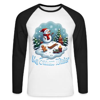 My Endless Winter - Unisex Long Sleeve Baseball T-Shirt - white/black - Front - Nik (191cm)