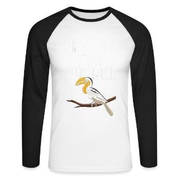 Nashornvogel - Unisex Baseballshirt langarm - Weiß/Schwarz - Vorne - Nik (191cm)