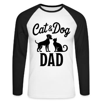 Cat and Dog Saying Funny Pet Gift - Unisex Long Sleeve Baseball T-Shirt - white/black - Front - Nik (191cm)