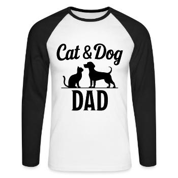 Cat and Dog Saying Funny Pet Gift - Unisex Long Sleeve Baseball T-Shirt - white/black - Front - Nik (191cm)