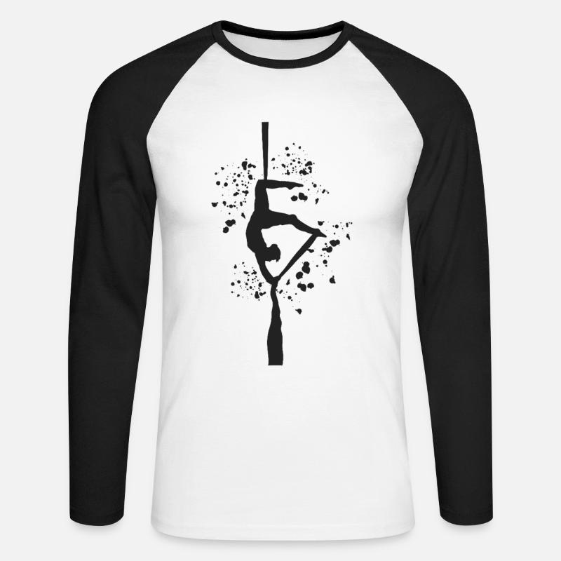Vertikaltuch Luftakrobatik Aerial Silk - Unisex Baseballshirt langarm - Weiß/Schwarz