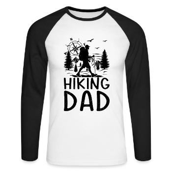 Hiking Dad Hiking Lover Mountain Hiking - Unisex Long Sleeve Baseball T-Shirt - white/black - Front - Nik (191cm)