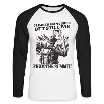 Funny Wanderer Birthday 79 Years - Unisex Long Sleeve Baseball T-Shirt - white/black - Front - Nik (191cm)