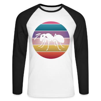 Ant Retro Vintage Ant Keeping Ant Costume Women - Unisex Baseballshirt langarm - Weiß/Schwarz - Vorne - Nik (191cm)