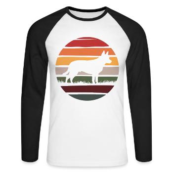 Rétro australien bovin chien bleu talon cadeaux - T-shirt baseball manches longues Homme - blanc/noir - Devant - Nik (191cm)