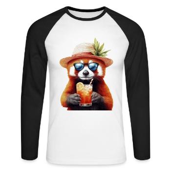 Roter Panda - Unisex Baseballshirt langarm - Weiß/Schwarz - Vorne - Nik (191cm)