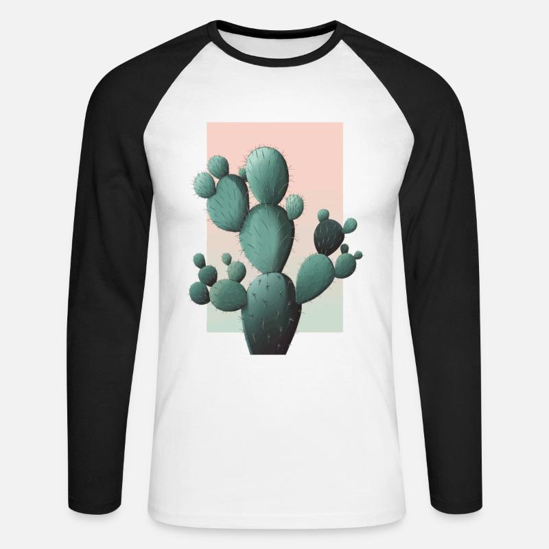 Kaktus - Unisex Baseballshirt langarm - Weiß/Schwarz