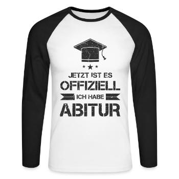Abitur Abi Abschluss Prüfung bestanden Geschenk - Unisex Baseballshirt langarm - Weiß/Schwarz - Vorne - Nik (191cm)