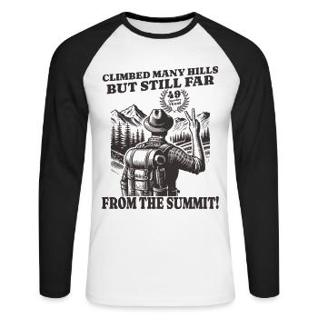 Funny Wanderer Birthday 49 Years - Unisex Long Sleeve Baseball T-Shirt - white/black - Front - Nik (191cm)