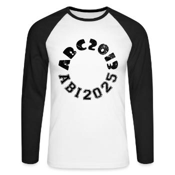 Abi 2025 - Abitur - Spruch - Unisex Baseballshirt langarm - Weiß/Schwarz - Vorne - Nik (191cm)
