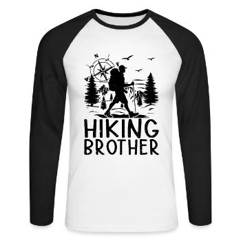 Hiking Brother Hiking Lover Mountain Hiking - Unisex Long Sleeve Baseball T-Shirt - white/black - Front - Nik (191cm)