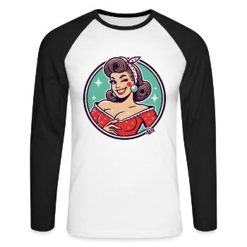 The good retro housewife - Unisex Long Sleeve Baseball T-Shirt - white/black - Front - Nik (191cm)