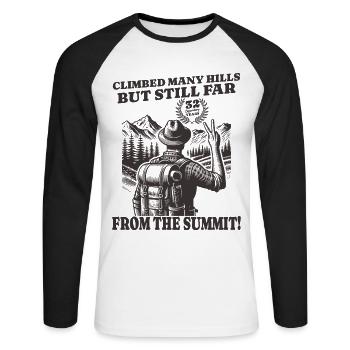 Funny Wanderer Birthday 32 Years - Unisex Long Sleeve Baseball T-Shirt - white/black - Front - Nik (191cm)