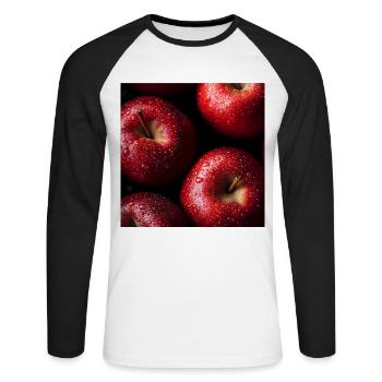 Äpfel - Unisex Baseballshirt langarm - Weiß/Schwarz - Vorne - Nik (191cm)
