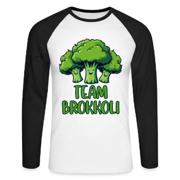 Brokkoli, Vegetarier, Gemüse, Vegan, Team Brokkoli - Unisex Baseballshirt langarm - Weiß/Schwarz - Vorne - Nik (191cm)
