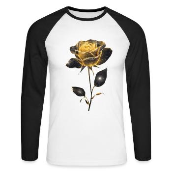 Gelbe Rose - Unisex Baseballshirt langarm - Weiß/Schwarz - Vorne - Nik (191cm)