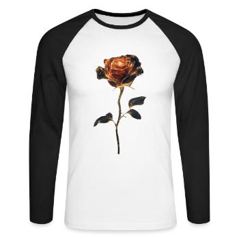 Rote Rose - Unisex Baseballshirt langarm - Weiß/Schwarz - Vorne - Nik (191cm)