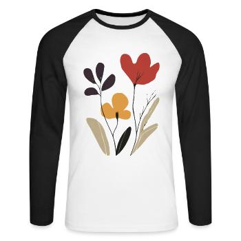 Abstract Blossom Flowers Art: Colorful & Summer - Unisex Long Sleeve Baseball T-Shirt - white/black - Front - Nik (191cm)