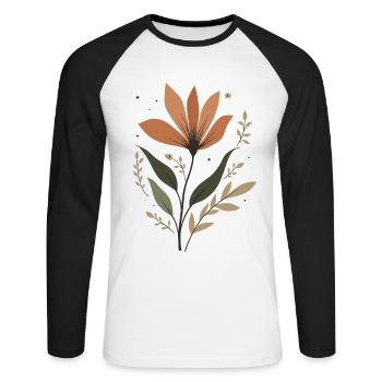 Blumen Pflanze Boho Floral Natur Naturliebhaber - Unisex Baseballshirt langarm - Weiß/Schwarz - Vorne - Nik (191cm)