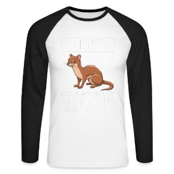 Wiesel - Unisex Baseballshirt langarm - Weiß/Schwarz - Vorne - Nik (191cm)