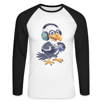 Geier - Unisex Baseballshirt langarm - Weiß/Schwarz - Vorne - Nik (191cm)