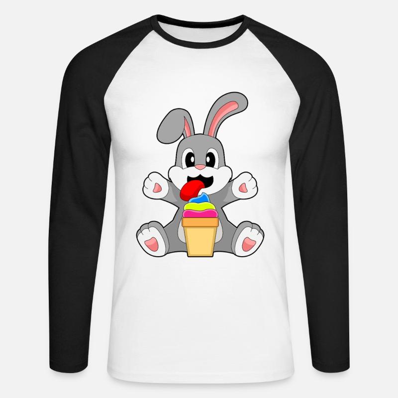 Hase Eisbecher - Unisex Baseballshirt langarm - Weiß/Schwarz