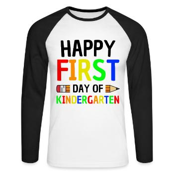 Premier jour de la maternelle - T-shirt baseball manches longues Homme - blanc/noir - Devant - Nik (191cm)