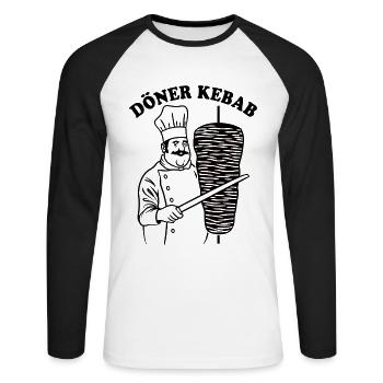 Döner Kebab - Fast Food - Spruch - Unisex Baseballshirt langarm - Weiß/Schwarz - Vorne - Nik (191cm)