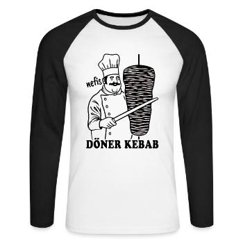 Döner Kebab - Fast Food - Spruch - Unisex Baseballshirt langarm - Weiß/Schwarz - Vorne - Nik (191cm)