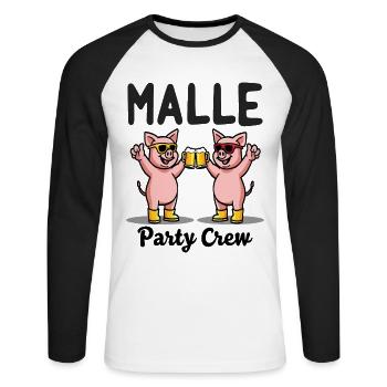 Malle Party Crew Funny Pigs Beer Fun - Unisex Long Sleeve Baseball T-Shirt - white/black - Front - Nik (191cm)