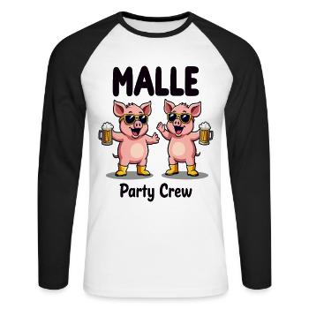 Malle Party Crew Funny Pigs Beer Fun - Unisex Long Sleeve Baseball T-Shirt - white/black - Front - Nik (191cm)