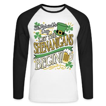 MAQUETTES SAINT-PATRICK - T-shirt baseball manches longues Homme - blanc/noir - Devant - Nik (191cm)