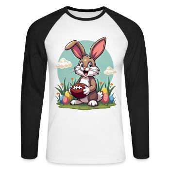 American Football Easter Bunny Sports Easter Fun - Unisex Long Sleeve Baseball T-Shirt - white/black - Front - Nik (191cm)