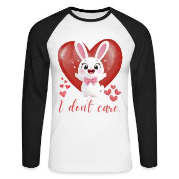 Funny bunny with saying: Irony for rabbit lovers - Unisex Long Sleeve Baseball T-Shirt - white/black - Front - Nik (191cm)