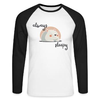 Sleeping Bear: Fun Design for Tired Fans - Unisex Long Sleeve Baseball T-Shirt - white/black - Front - Nik (191cm)