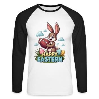 American Football Happy Eastern Easter Bunny Sports - Unisex Long Sleeve Baseball T-Shirt - white/black - Front - Nik (191cm)