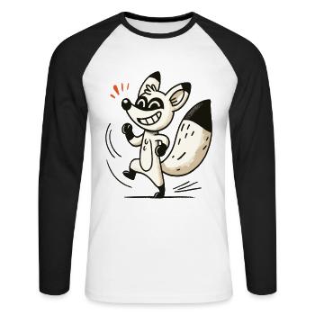 Frecher Fuchs im Cartoon Stil - Unisex Baseballshirt langarm - Weiß/Schwarz - Vorne - Nik (191cm)