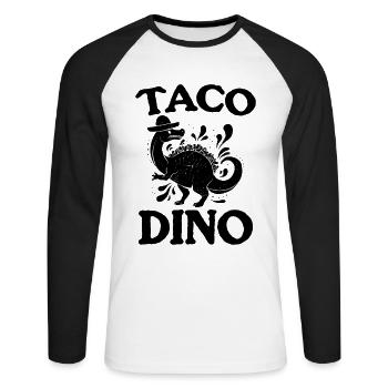 Funny Dinosaur Taco Dino - Unisex Long Sleeve Baseball T-Shirt - white/black - Front - Nik (191cm)