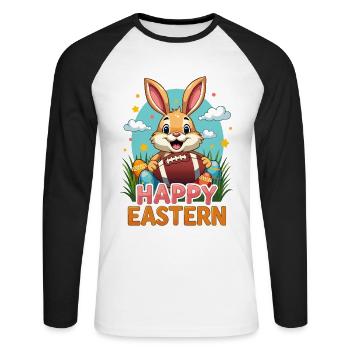 American Football Happy Eastern Easter Bunny Sports - Unisex Long Sleeve Baseball T-Shirt - white/black - Front - Nik (191cm)