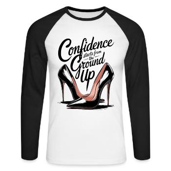 La confiance commence à partir de la base jusqu’aux talons hauts - T-shirt baseball manches longues Homme - blanc/noir - Devant - Nik (191cm)