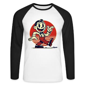 Retro cartoon man in vintage style - Unisex Long Sleeve Baseball T-Shirt - white/black - Front - Nik (191cm)