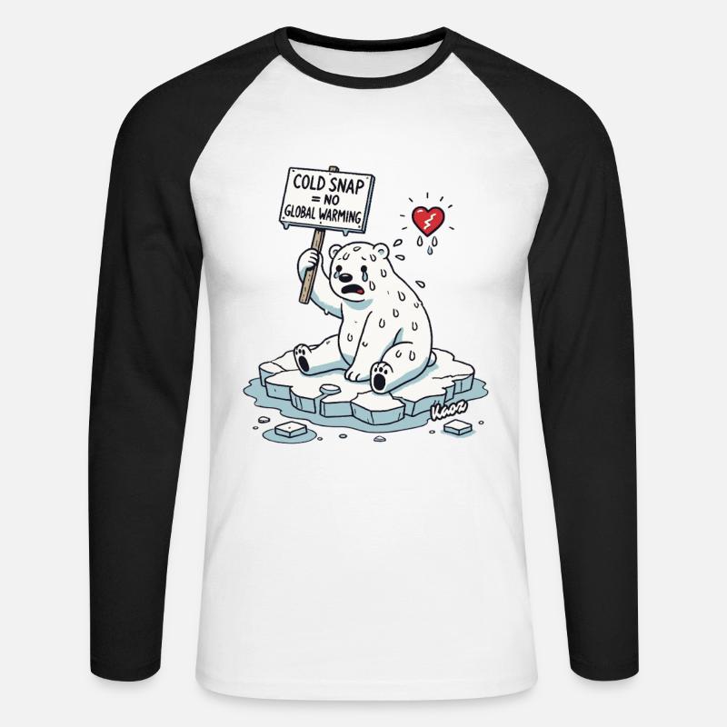 Schwitzender Eisbär Klimawandel Protest - Unisex Baseballshirt langarm - Weiß/Schwarz