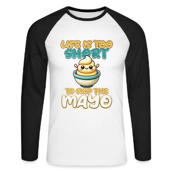 Mayonnaise - Unisex Baseballshirt langarm - Weiß/Schwarz - Vorne - Nik (191cm)