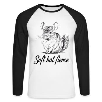 Illustration de chinchilla délicate mais sauvage - T-shirt baseball manches longues Homme - blanc/noir - Devant - Nik (191cm)