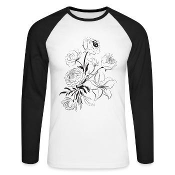 Illustration de bouquet pour les amoureux de la nature - T-shirt baseball manches longues Homme - blanc/noir - Devant - Nik (191cm)